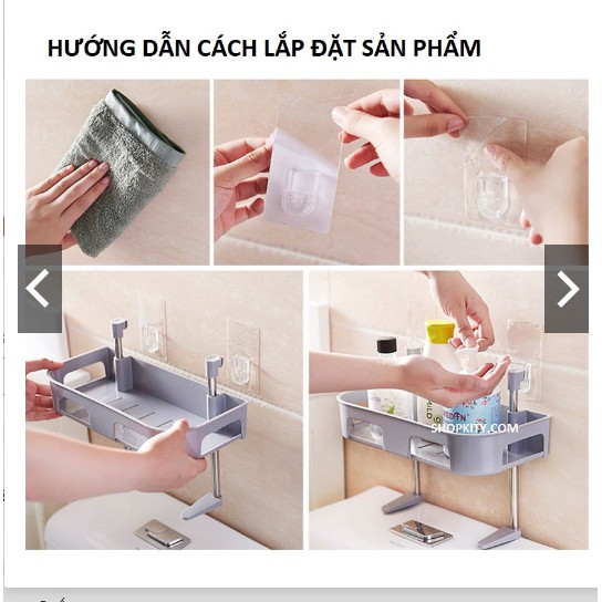 Kệ  nhựa 2 tầng  dính  trên Toilet -phòng bếp khung inox  siêu chắc chắn