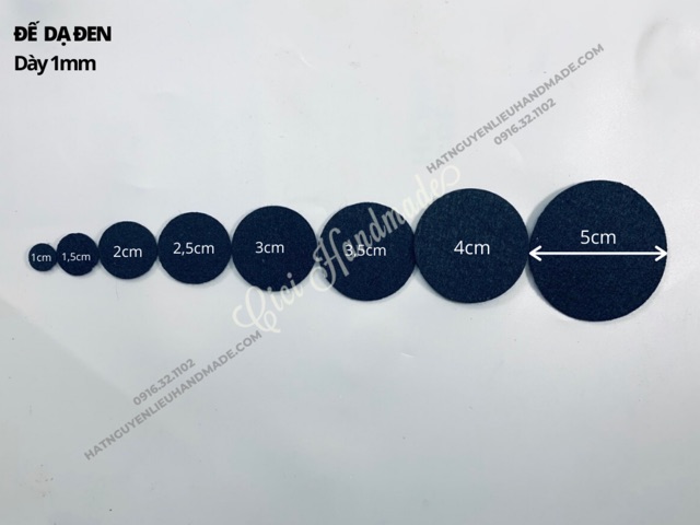 Đế dạ tròn đen dày 2mm đế kết hạt Cici Handmade chuyên hạt đá hạt pha lê hạt cườm hạt trang sức tự làm