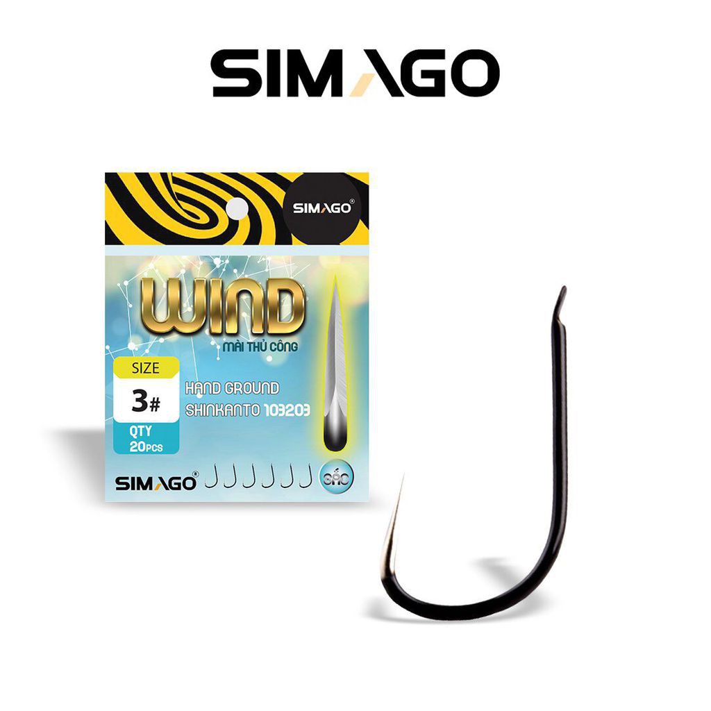 Lưỡi Câu Cá Không Ngạnh Wind Titan Hợp Kim Simago(Vỉ 20 lưỡi) Cao Cấp Chuyên Câu Đài, Câu Đơn