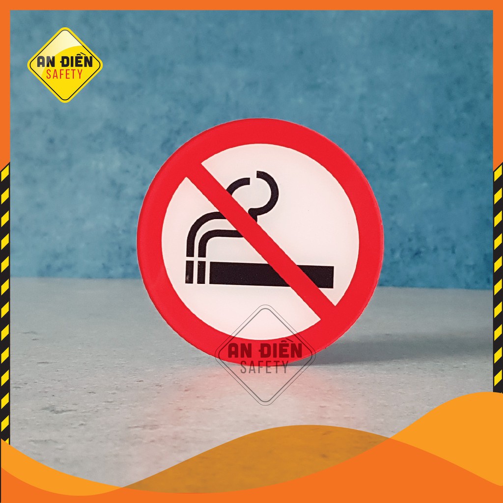 Biển báo mica cao cấp NO SMOKING Cấm hút thuốc, Tặng miếng dán tường keo 3M