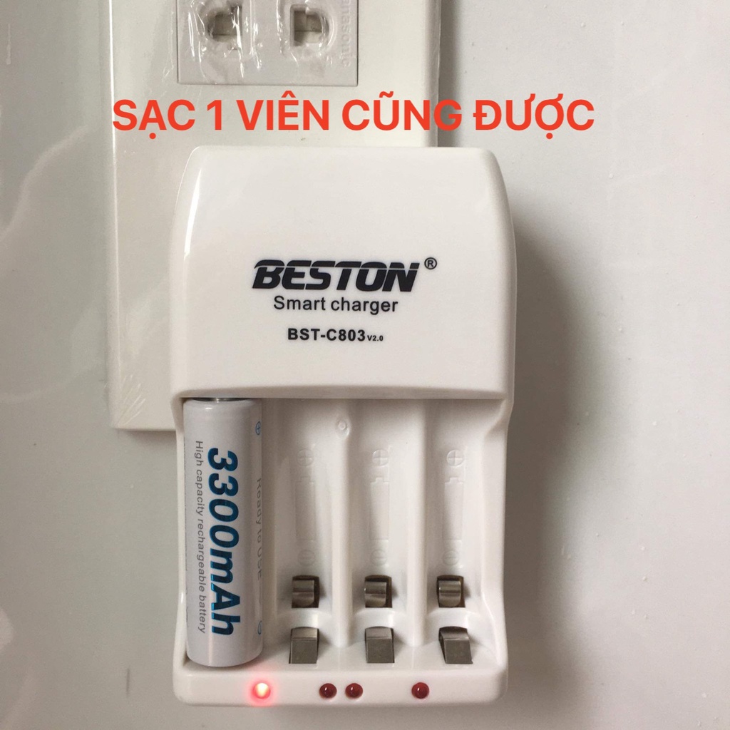 Bộ Sạc Pin AA, AAA Beston C803 Sạc pin thông minh Cắm trực tiếp nguồn điện 220V | Pin sạc Chính hãng dung lượng cao