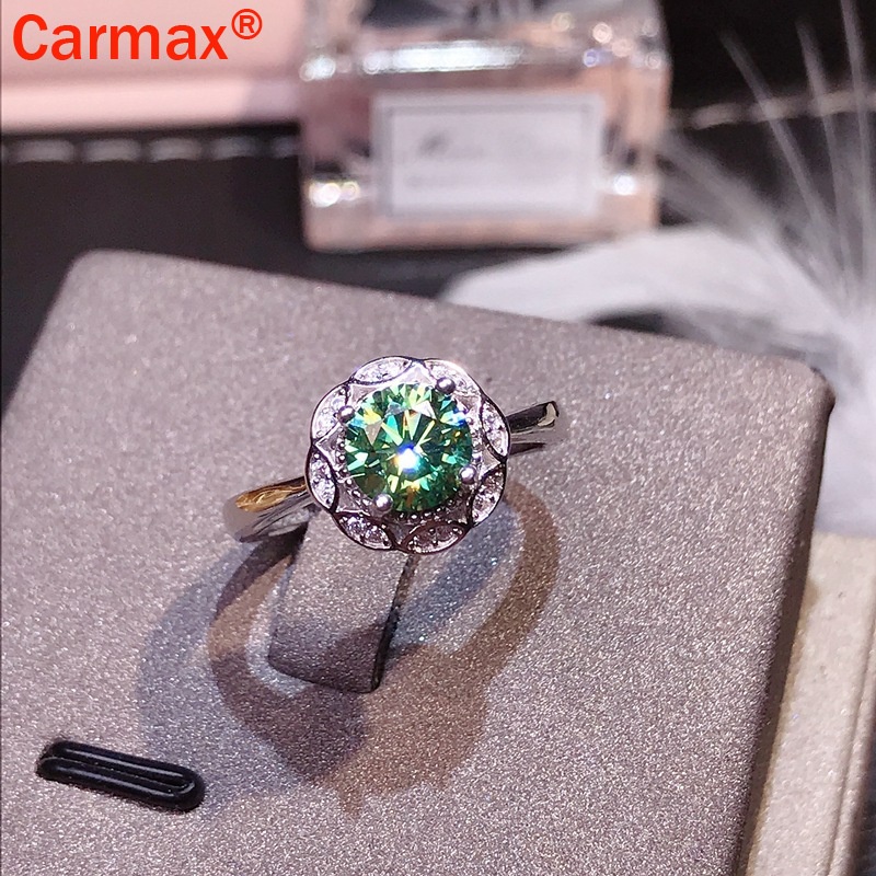 Nhẫn Moissanite Màu Xanh Dương Và Xanh Lá Thanh Lịch