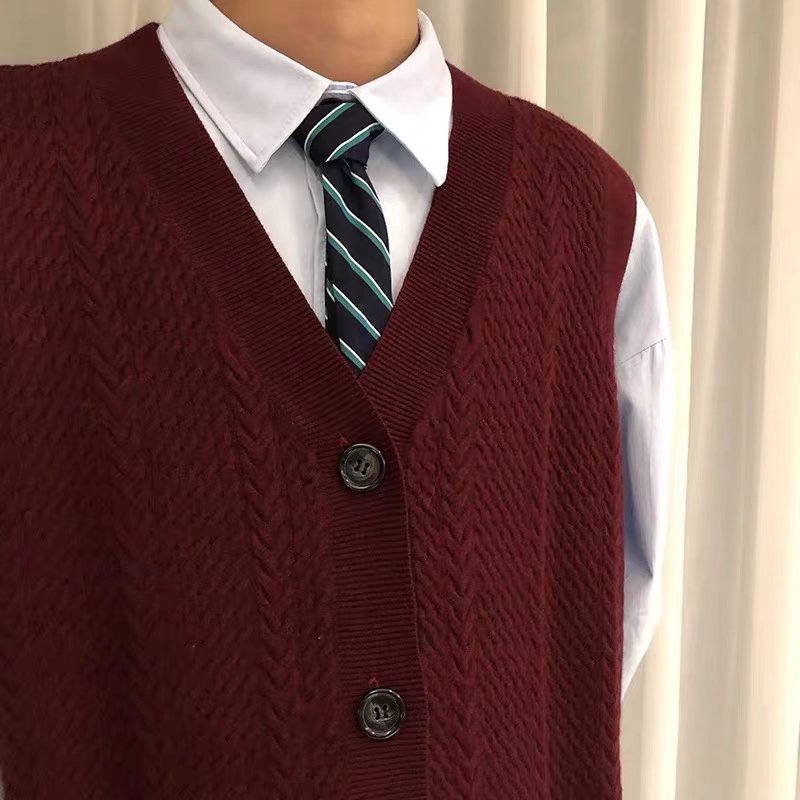 Áo không tay khoác cardigan dệt kim càai nút thoải mái cổ điển phong cách hàn quốc thời trang mới cho nam áo len dệt harajuku  rộng unisex v cổ sweater