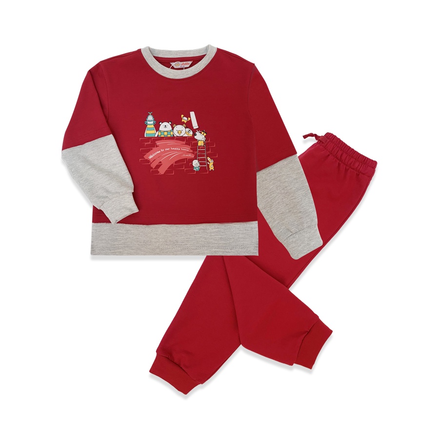 Bộ đồ dài tay Trai ARDILLA In họa tiết hoạt hình ngô nghĩnh,set quần áo trẻ em nam Chất Vải Mềm Mại Cho Bé Từ 2-9T CB001