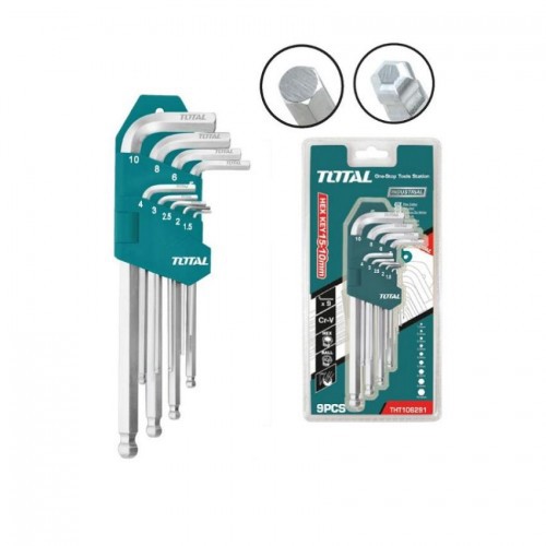 BỘ LỤC GIÁC ĐẦU BẰNG DÀI 9 CHI TIẾT HỆ MÉT TOTAL 1.5-10MM THT106192
