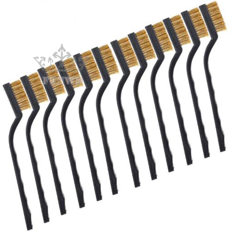 Bộ 12 cái bàn chải vệ sinh vết rỉ mini bằng đồng thau thép DIY