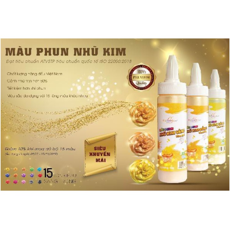 Màu phun nhũ kim thực phẩm Unicorn Color, màu phun nhũ kim Unicorn