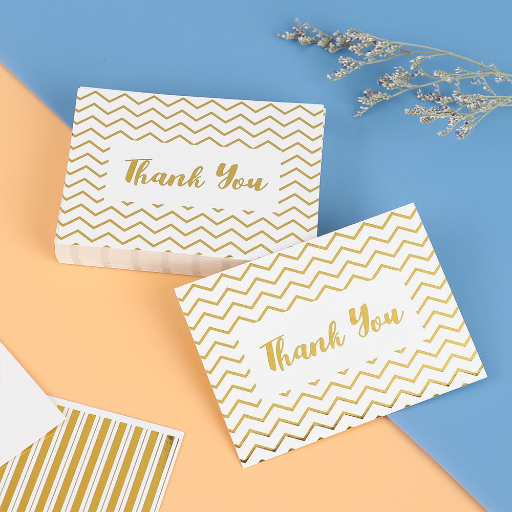 LANSEL Set 50 Tấm Thẻ Trắng In Chữ Thank You Màu Đồng Trang Trí Tiệc Cưới