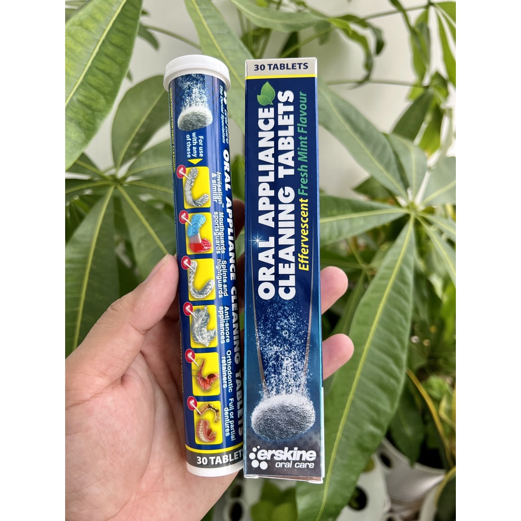 Combo 30 viên sủi làm sạch răng giả, khay chỉnh nha Efferdent/ Piksters