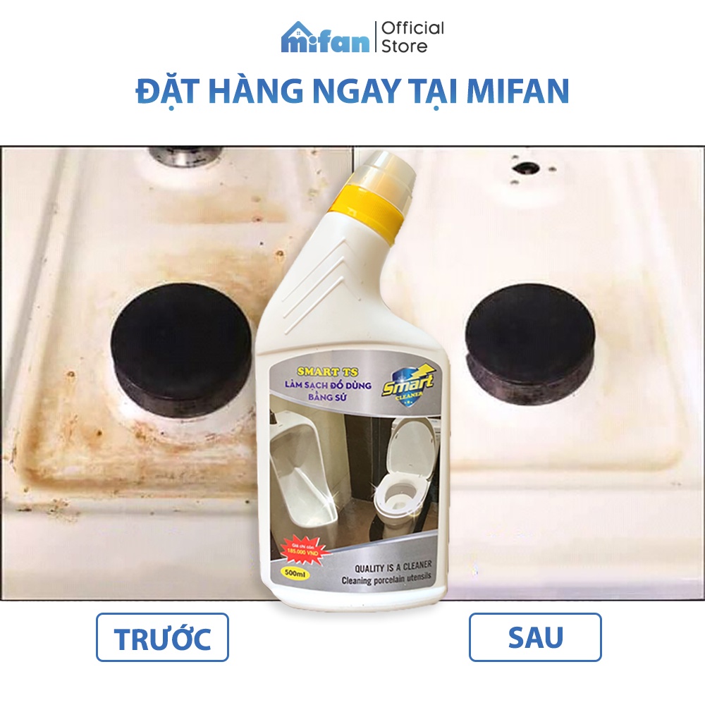 Nước Tẩy Rửa Làm Trắng Đồ Dùng Bằng Sứ SMART Ts - Vệ Sinh Bồn Cầu, Bồn Tắm, Lavabo - Sạch Ngay Sau 5 Phút