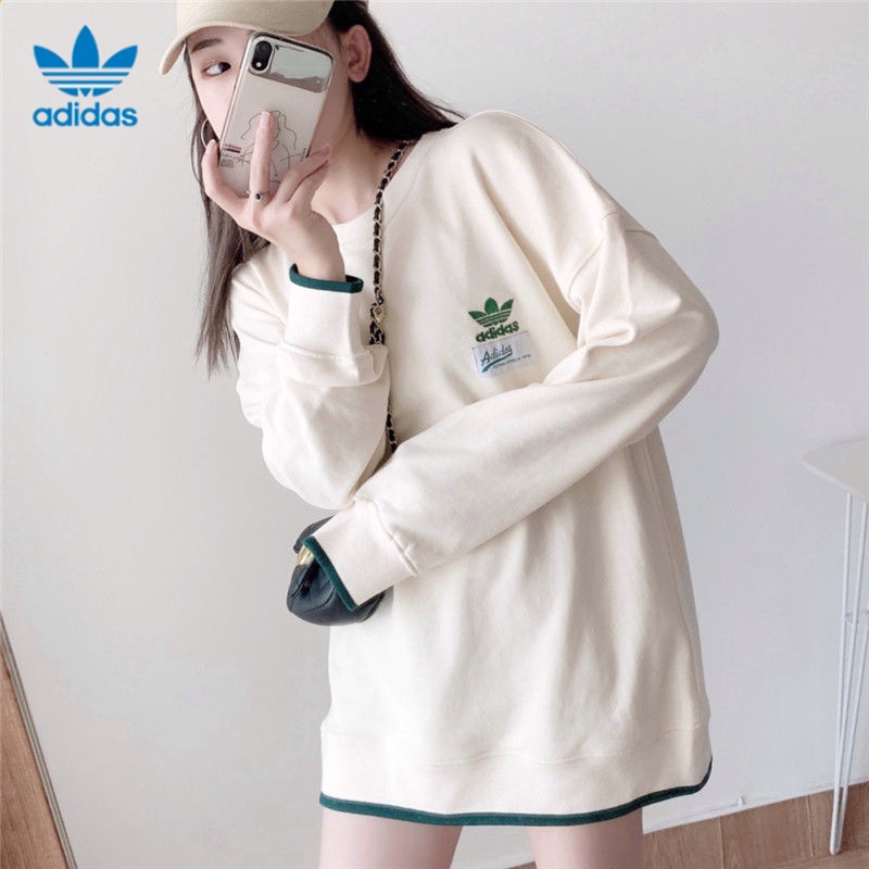 ADIDAS Áo nỉ tay dài thêu hình cỏ ba lá thời trang