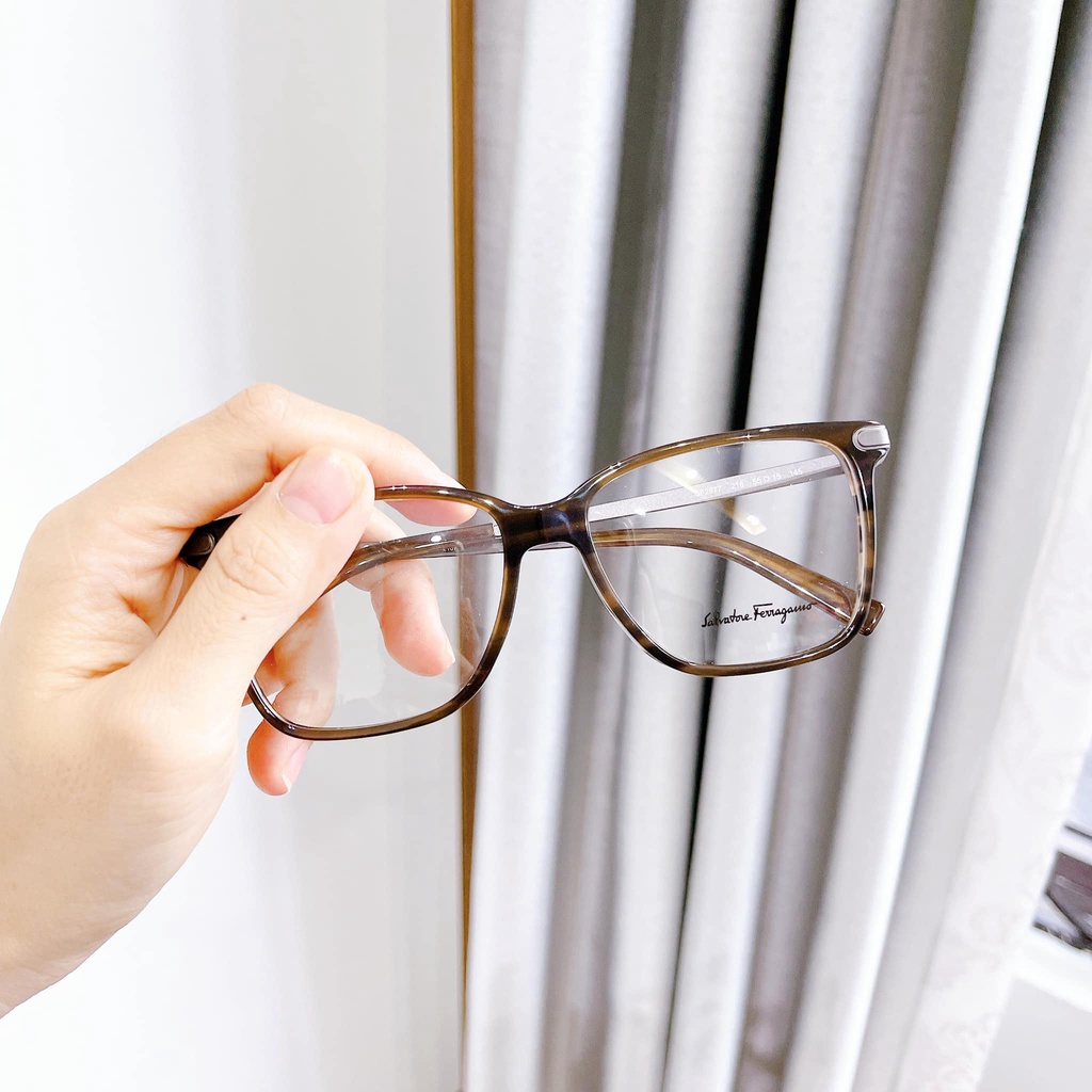 Gọng cận nam Salvatore Ferragamo gọng cận viền nâu gỗ SF2877  Striped Brown