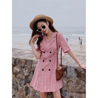 [ TOP BÁN CHẠY ] ĐẦM VEST CARO HỒNG ULZZANG - CHẤT DÀY DẶN MỀM CỰC ĐẸP - STYLE CÔNG SỞ [ Hình trải sàn ảnh chụp thật ]