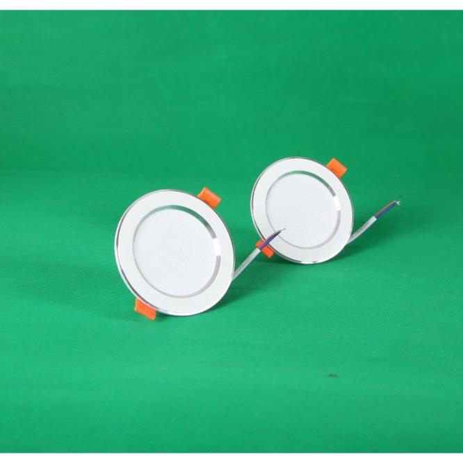 Bộ 2 Đèn LED âm trần đổi màu 7w viền bạc/vàng, đèn trang trí giá rẻ