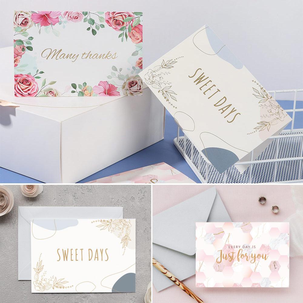 Set 6 Tấm Thẻ In Chữ Thank You Độc Đáo Xinh Xắn|Thiệp Chúc Mừng Bằng Lá Nhôm