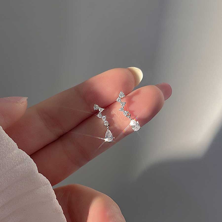 Bông Tai Mạ Vàng / Bạc 925 Đính Đá Zircon Đơn Giản Thời Trang Phong Cách Hàn Quốc Cho Nữ