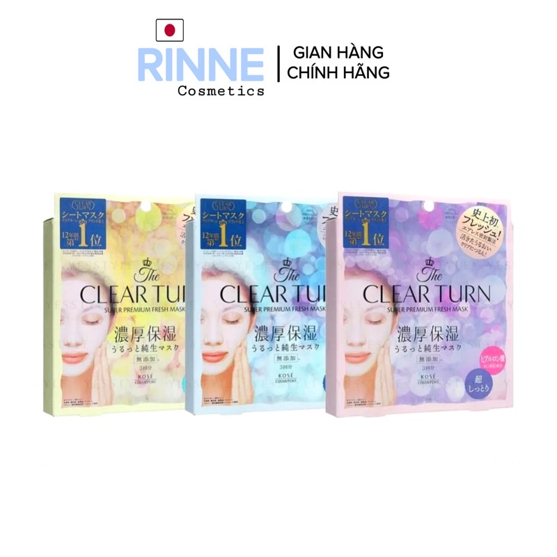 Mặt Nạ Tươi Cao Cấp Kosé Clear Turn Super Premium Fresh Mask 3 Miếng