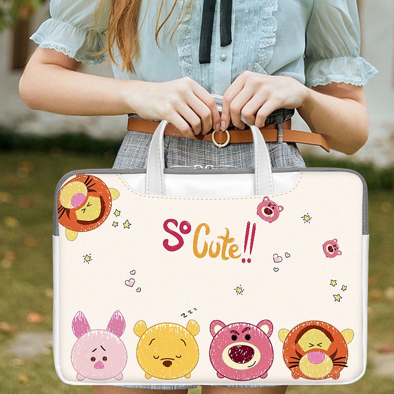 Túi Da PU Đựng Laptop 16-inch Chống Mài Mòn Họa Tiết Hoạt Hình Sức Chứa Lớn