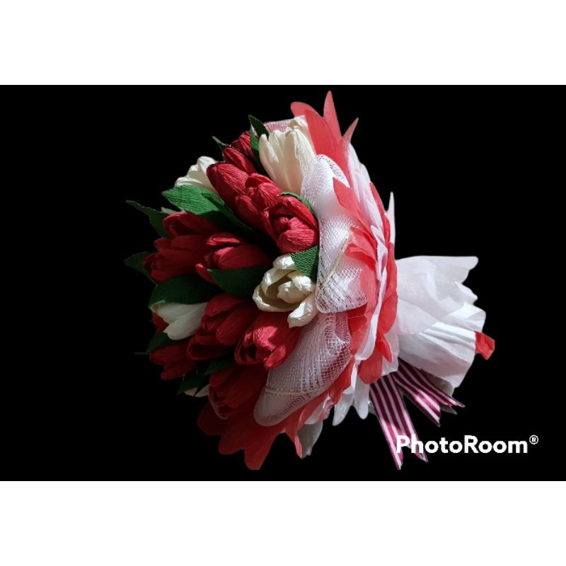 HANDMADE bó hoa tulip giấy nhún ý - Hoa quà tặng - Hoa lưu niệm