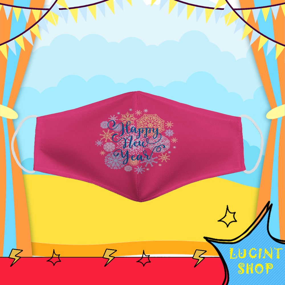 Khẩu Trang Hài Hước Sài Gòn Hình Happy New Year LUCINT Chất Liệu Polyester Cotton 100%, Chống Bụi In Họa Tiết 3D Thời Tr