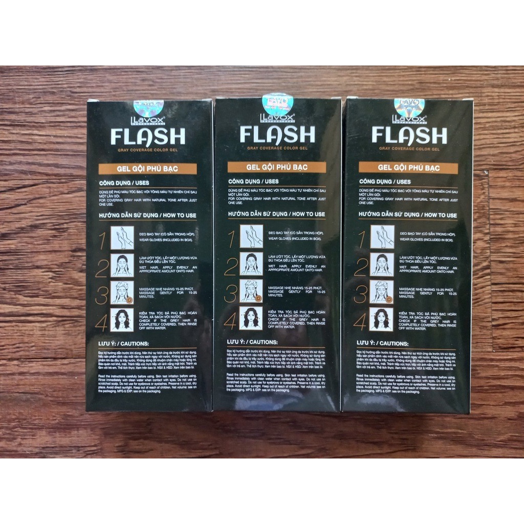 Dầu gội phủ bạc lavox flash chai 200ml  -cho tóc đen  tự nhiên, an toàn