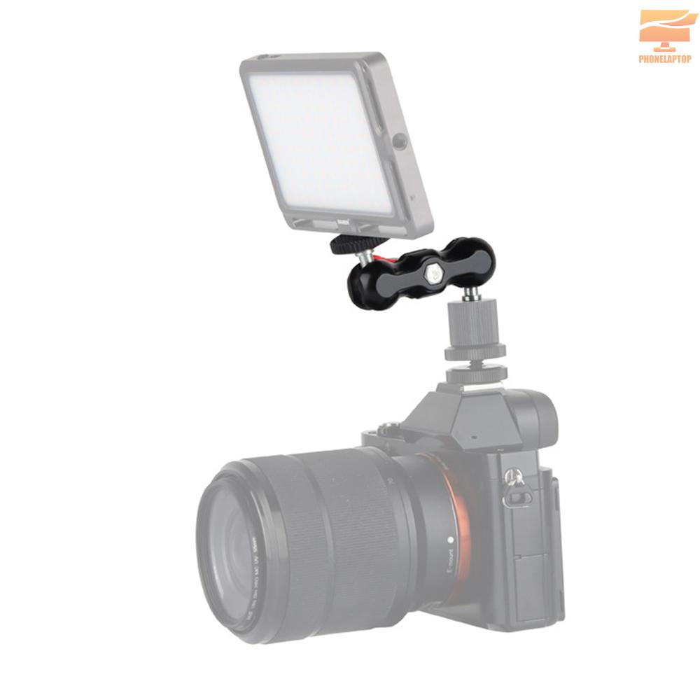 Multifunctional Ball Head Mount Mini Dual Ball Head Clamp with 1/4 Screw for DSLR Camera Monitor LED Light Flashlight