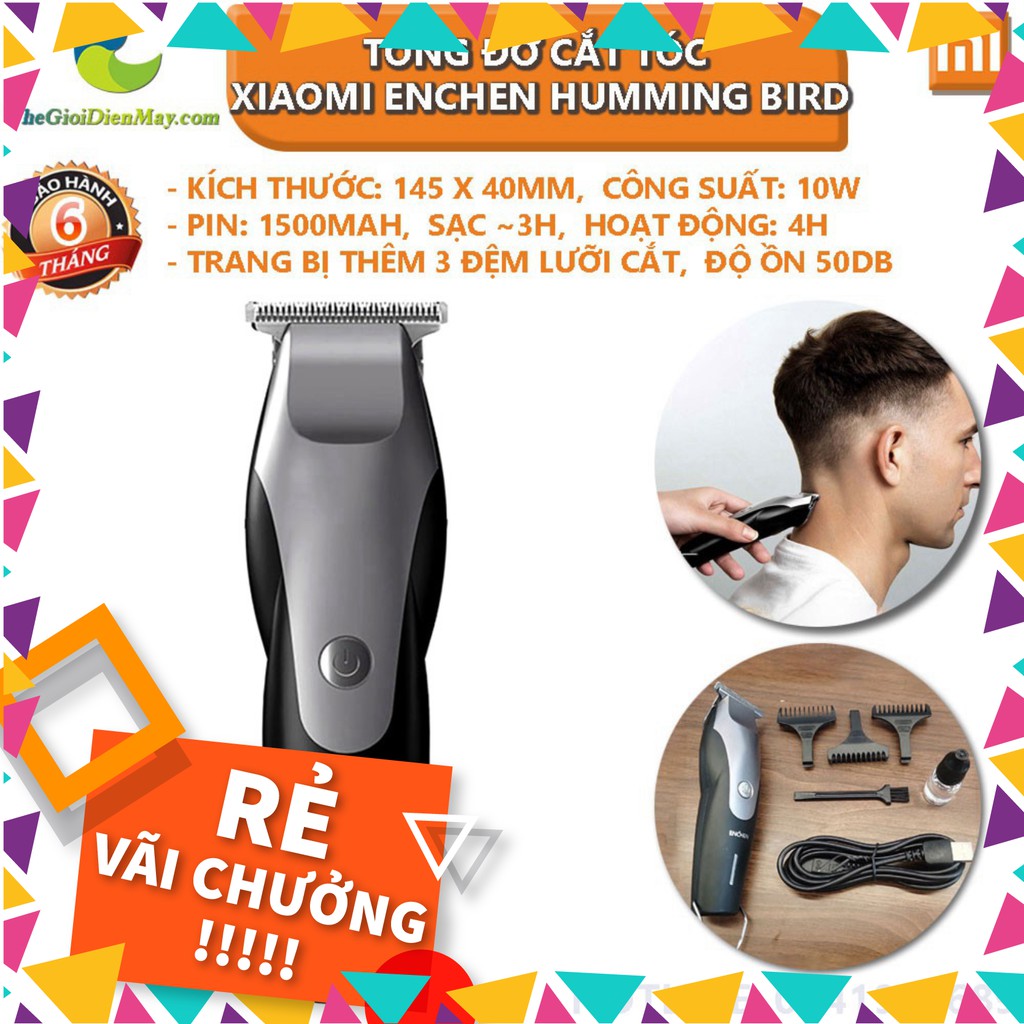 [SALE] Tông đơ cắt tóc Xiaomi Enchen Humming bird 3 lưỡi dao 10W độ ồn thấp - Bảo Hành 6 Tháng - Shop Thế Giới Điện Máy 