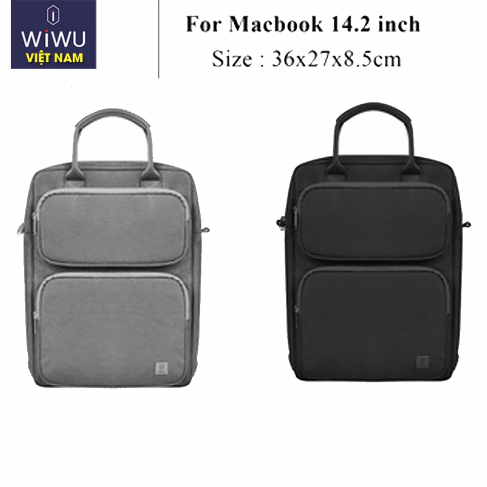 Túi sách dọc Wiwu Alpha Vertical Layer Bag cho Mac-book 14. 2 inch M1,  Laptop 14 inch,  Có quai đeo chính hãng cao cấp