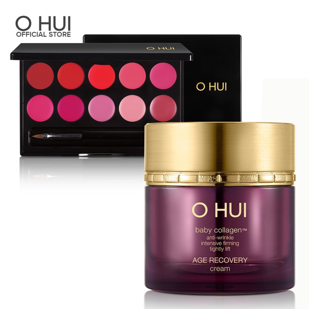 Bộ OHUI Chống Lão Hóa Age Recovery Cream 50ml Và 10 Màu Son Rouge Real 3.5g