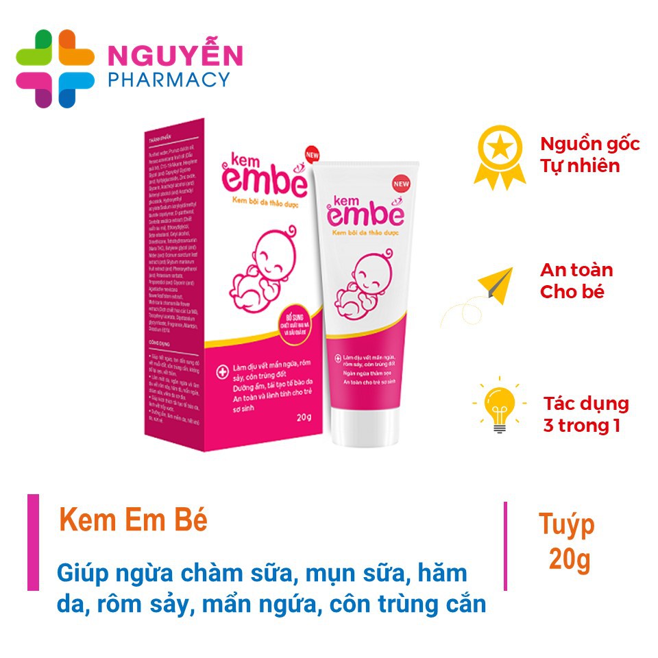 Kem Em Bé - Cho bé bị chàm sữa, mụn sữa, hăm da, rôm sảy, mẩn ngứa, côn trùng cắn cho bé