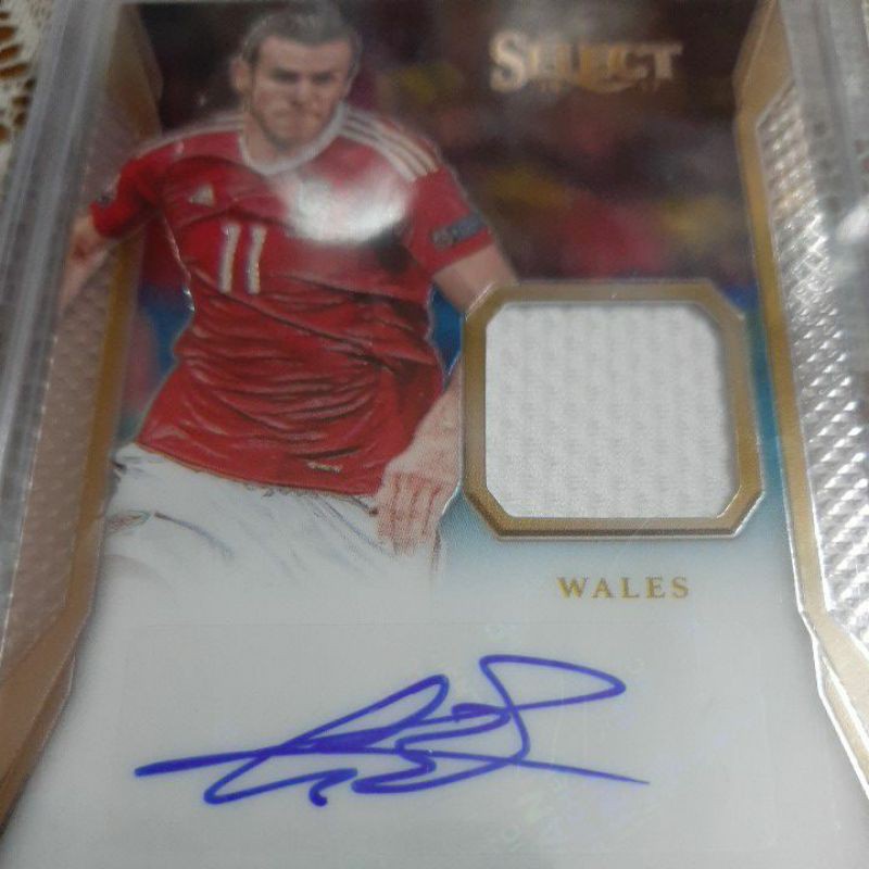 Thẻ Panini chữ ký,mảnh áo Gareth Bale 50/65