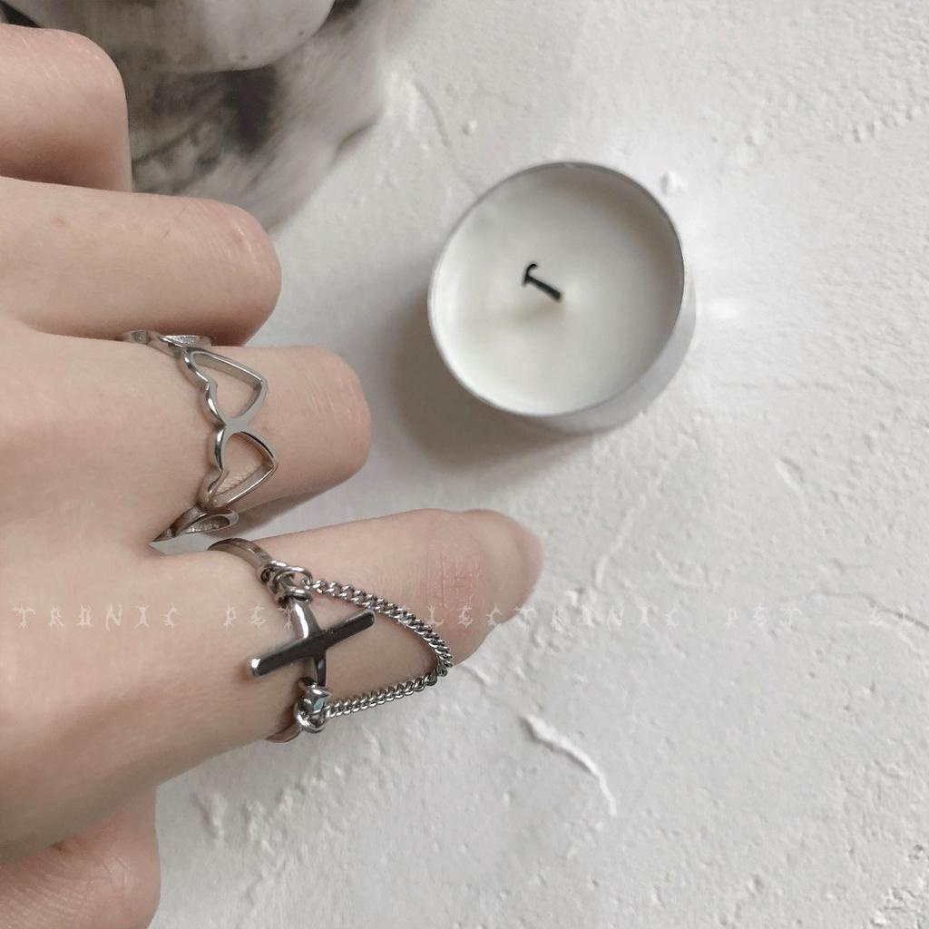 Nhẫn Cặp Phối Dây Xích Đan Chéo Thời Trang 19015