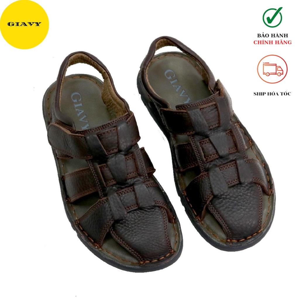 Giày sandal nam bít mũi, giày da trung niên SU3315 - GIÀY GIAVY h