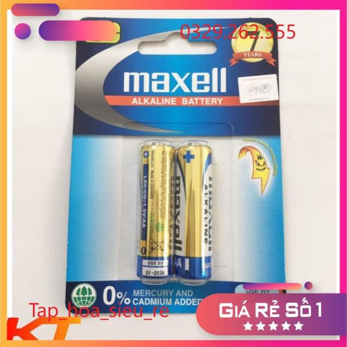 (Rẻ Vô địch) (Pin khô) vỉ 2 viên Pin AA Maxell alkaline 1.5v LR6 - Chính hãng