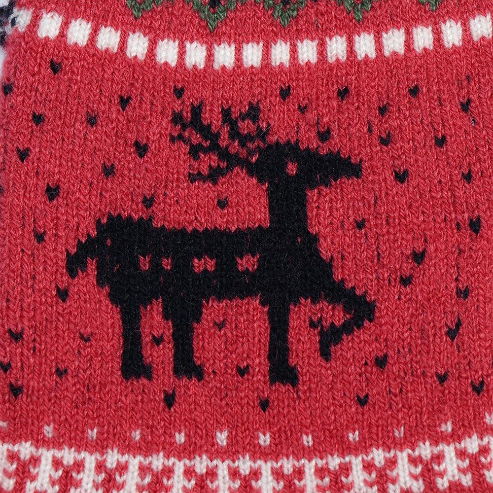 1 Đôi Găng Tay Len Hở Ngón Họa Tiết Hươu Hoạt Hình