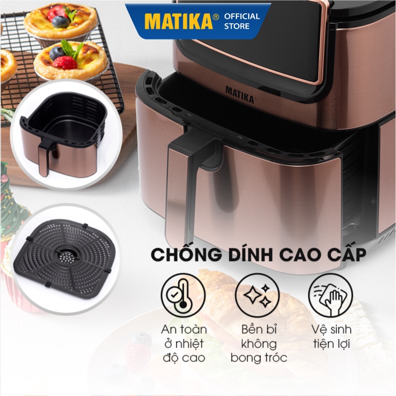 [Mã BMBAU300 giảm 10% đơn 499K] Nồi Chiên Không Dầu Điện Tử MATIKA 9.8L 1800W MTK9198