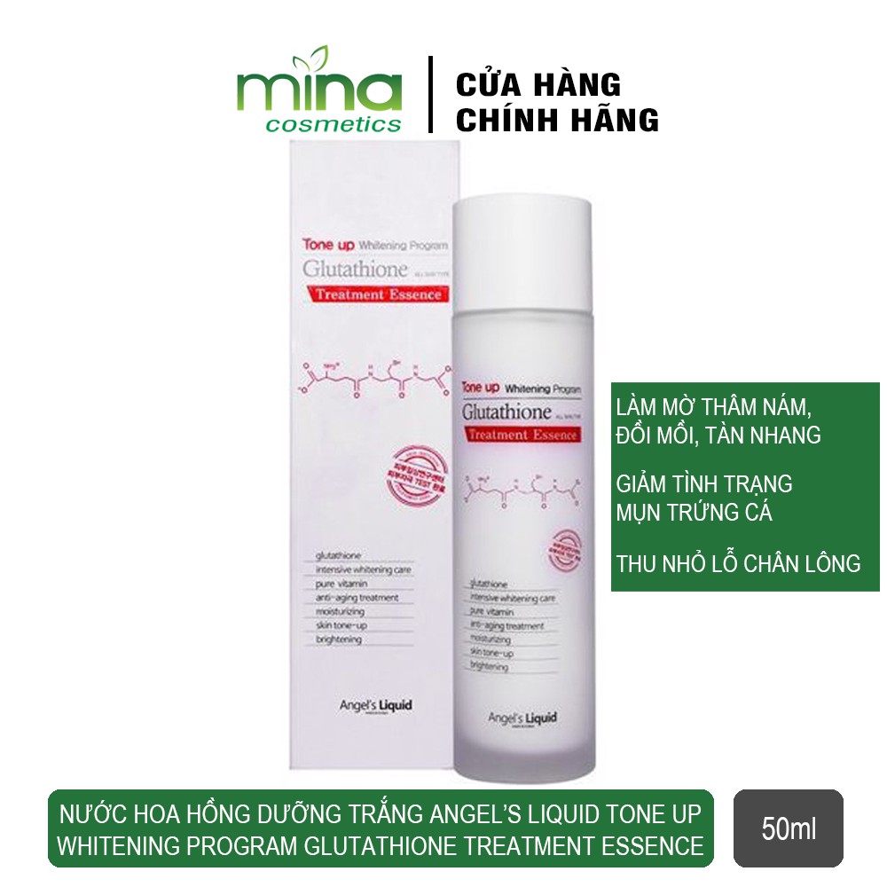 Nước hoa hồng dưỡng trắng Angel’s Liquid Tone Up Whitening Program Glutathione Treatment Essence 150ml