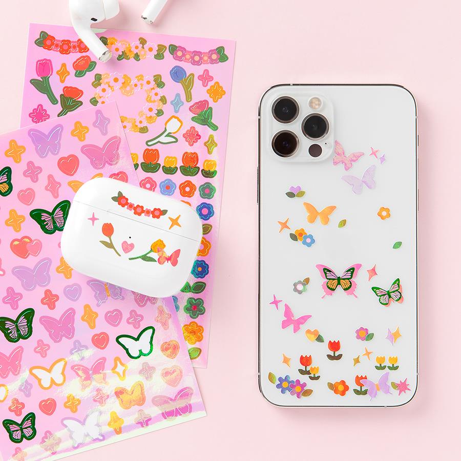 Set 2 Tấm Sticker ARTBOX Hàn Quốc Hình Hoa Phản Quang