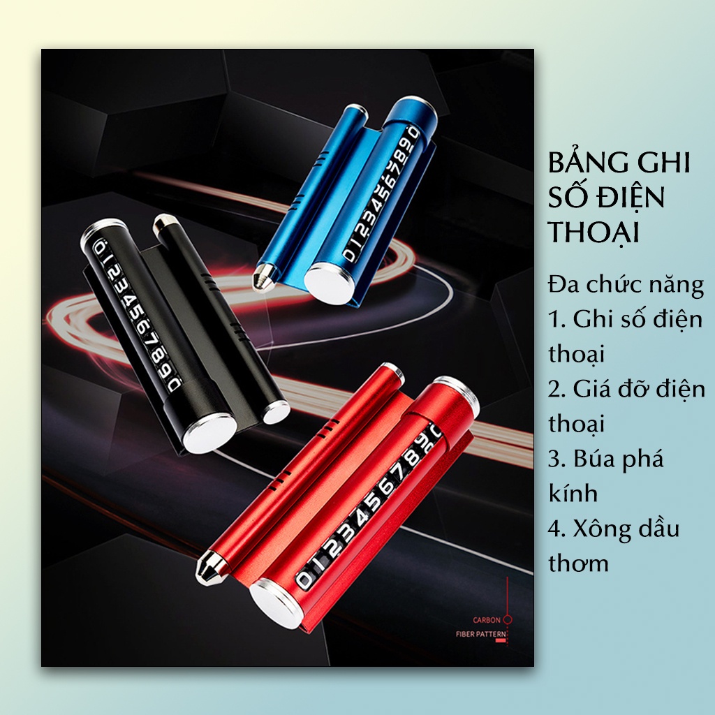 Bảng ghi số điện thoại ô tô hợp kim nhôm TinTin Autocare đa chức năng 4 trong 1 thẻ đỗ xe giá đỡ điện thoại phá kính
