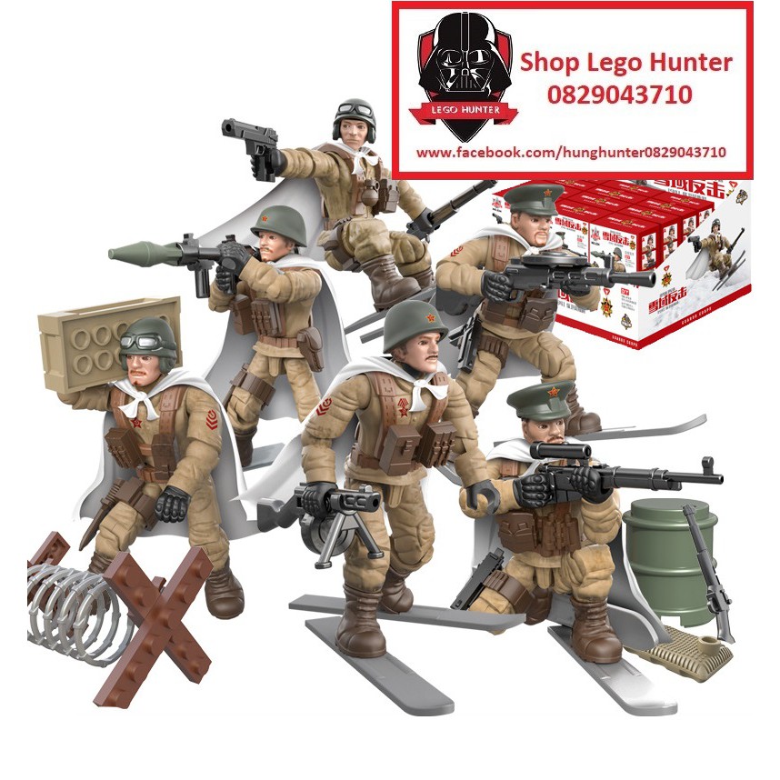 Non mega bloks Army WW II bộ mô hình lắp ráp tiểu đội 6 lính hồng quân Liên Xô