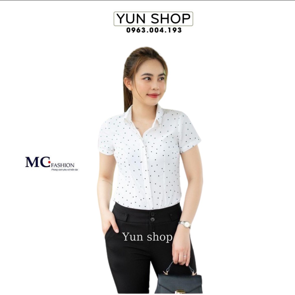 Áo Sơ Mi Nữ Công Sở  Họa Tiết Chấm Bi - MC fashion  A0257 Màu Trắng