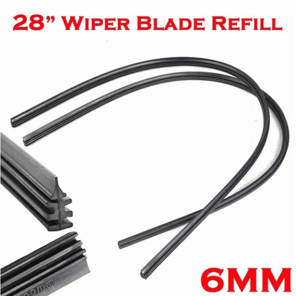 Set 2 lưỡi gạt nước 28'' 6mm bằng cao su màu đen thông dụng cho xe ô tô