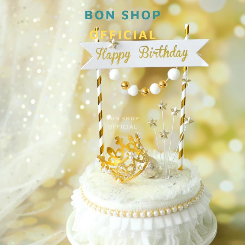 Cổng Topper Dây Treo Happy Birthday Ép Kim Cao Cấp - nhiều mẫu