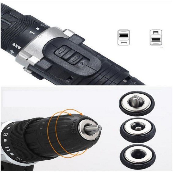 Máy khoan vặn vít không dây hai tốc độ có đảo chiều Aotuo 12V - Tặng kèm bộ 20 mũi vít