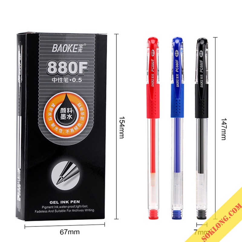 [Mã LIFE1003ALL giảm 10% đơn 50K] Bút bi nước 0.5mm đệm tay Baoke B28 mực gel 3 màu