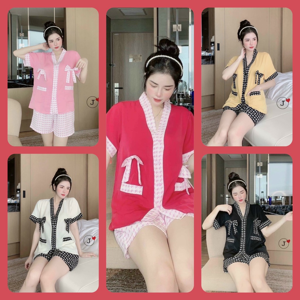 Đồ ngủ đùi ngắn tay tiểu thư.Bộ ngủ nữ mặc ở nhà, siêu dể thương