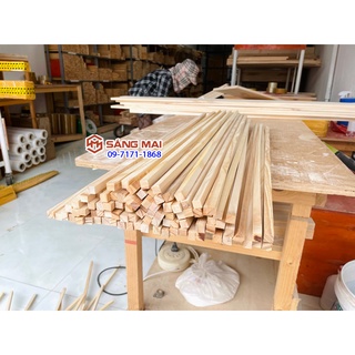 Thanh gỗ thông vuông 1cm x 1cm x dài 80cm + bào láng 4 mặt