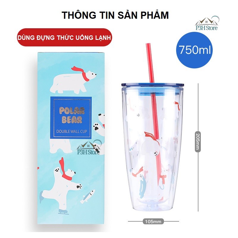 Ly nhựa 2 lớp có ống hút Lock&Lock dung tích 750ml HAP507 HAP509 Rẻ Nhất Shopee