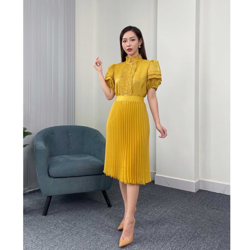 Áo sơ mi organza silk cổ bèo nữ HUONGBOUTIQUE HBSM926