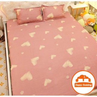 Ga Trải Giường Cotton Poly 1M2 1M6 1M8 Tym Hồng Đất, Ga Bọc Đệm - HappyBedding